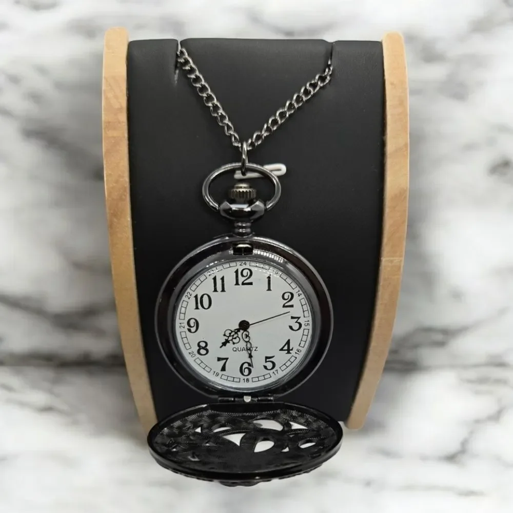 Kraken Octopus Pocket Watch Black Steampunk Pirate Nautical Quartz Chain Vintage